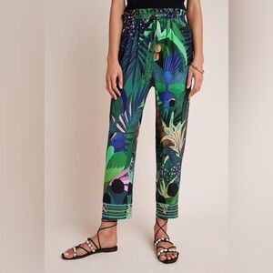 Farm Rio Pants Womens Ex-Small Tropique Embroidered Floral Anthropologie